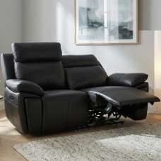 Jerion Leather Electric Recliner 2 Seater Sofa in Black - UK