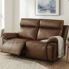 Jerion Leather Electric Recliner 2 Seater Sofa in Tan - UK