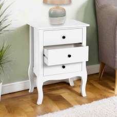 Jewett Wooden End Table With 3 Drawers In White - UK