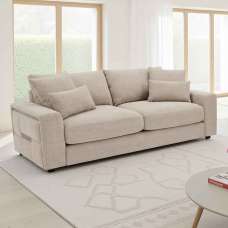 Jexaro Fabric 3 Seater Sofa in Beige - UK