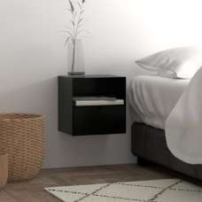 Jicama Metal Wall Hung Bedside Cabinet In Matt Black - UK