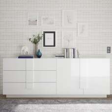 Jining High Gloss Sideboard With 2 Doors 3 Drawers In White - UK