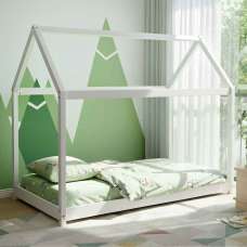 Joliette Wooden Single House Bed In White - UK