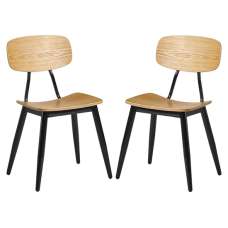 Jona Ply Oak Wooden Dining Chairs In Pair - UK