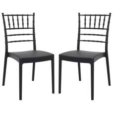 Jonesboro Black Polypropylene Stacking Side Chairs In Pair - UK