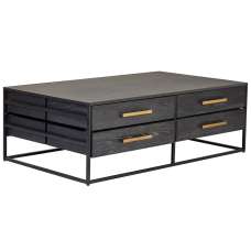 Jonesboro Wooden Coffee Table With 8 Drawers In Black - UK