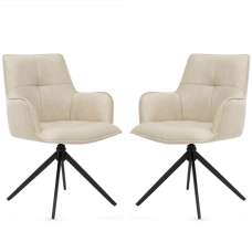 Joplin Ivory PU Leather Dining Chairs in Pair - UK