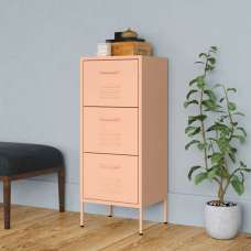 Jordan Steel Storage Cabinet With 3 Drawers In Pink - UK