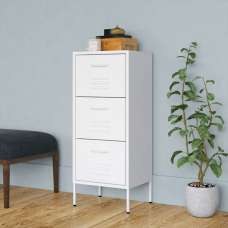 Jordan Steel Storage Cabinet With 3 Drawers In White - UK