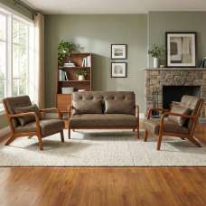 Jorlix PU Leather 2+1+1 Seater Sofa in Brown - UK