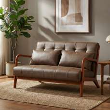 Jorlix PU Leather 2 Seater Sofa in Brown - UK