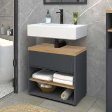 Jorven Wooden Vanity Unit in Anthracite and Oak - UK
