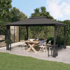 Josie 3m x 4m Gazebo With Sidewalls And Roofs In Anthracite - UK
