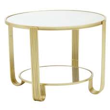 Julie Round White Glass Top Coffee Table With Gold Metal Base - UK