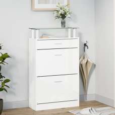 Juneau High Gloss Shoe Storage Cabinet In White - UK