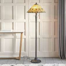 Justin Tiffany Glass Floor Lamp In Black And Multicolour - UK