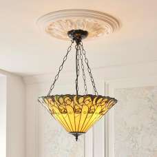 Justin Tiffany Glass Inverted Pendant Ceiling Light In Multicolour - UK