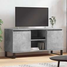 Kacia Wooden TV Stand With 2 Doors In Concrete Effect - UK