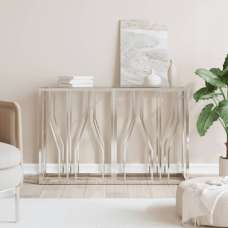 Kacy Clear Glass Console Table With Silver Frame - UK