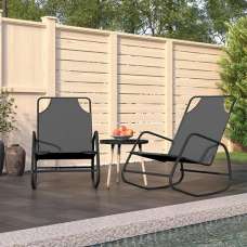 Kahili Set Of 2 Textliene Fabric Rocking Sun Lounger In Grey - UK
