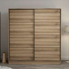 Kale H190cm Wooden Sliding Wardrobe with 2 Doors in Oak - UK