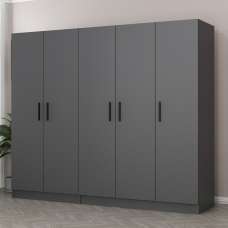Kale H190cm Wooden Wardrobe with 5 Doors in Anthracite - UK