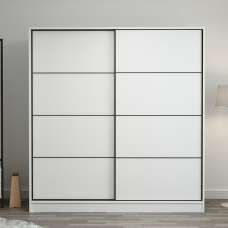 Kale H210cm Wooden Sliding Wardrobe with 2 Doors in White - UK