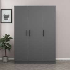 Kale H210cm Wooden Wardrobe with 3 Doors in Anthracite - UK
