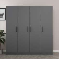 Kale H210cm Wooden Wardrobe with 4 Doors in Anthracite - UK