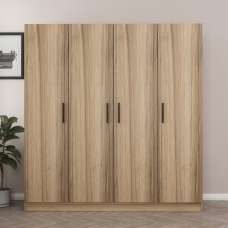 Kale H210cm Wooden Wardrobe with 4 Doors in Oak - UK