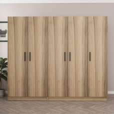 Kale H210cmWooden Wardrobe with 5 Doors in Oak - UK