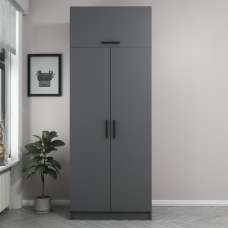 Kale H255cm Wooden Wardrobe with 3 Doors in Anthracite - UK
