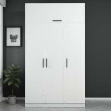 Kale H255cmWooden Wardrobe with 4 Doors in White - UK