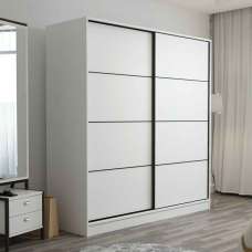 Kale Wooden Sliding Wardrobe with 2 Doors in White - UK