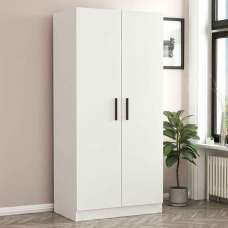 Kale Wooden Wardrobe with 2 Doors in White - UK
