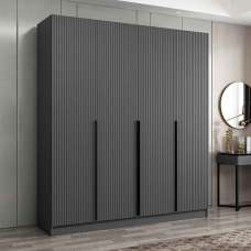 Kale Wooden Wardrobe with 4 Doors in Anthracite - UK