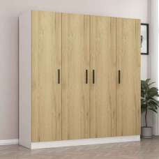 Kale Wooden Wardrobe with 4 Doors in Walnut and White - UK