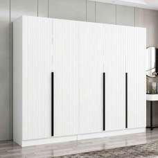 Kale Wooden Wardrobe with 5 Doors in White - UK