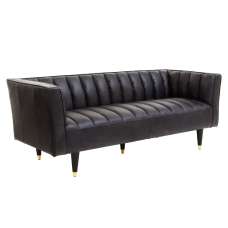 Kalispell Leather 3 Seater Sofa In Black - UK