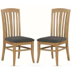 Kamiah Oak Wooden Dining Chairs With Fabric Seat In Pair - UK