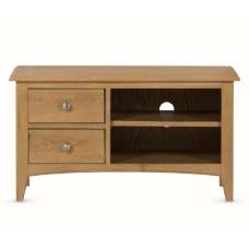 Kamiah Small Wooden TV Stand With 2 Drawers In Oak - UK
