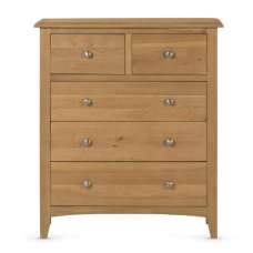 Kamiah Wide Wooden Chest Of 5 Drawers In Oak - UK