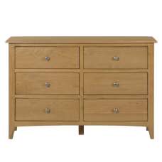 Kamiah Wide Wooden Chest Of 6 Drawers In Oak - UK