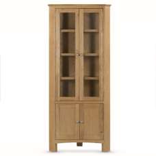 Kamiah Wooden Corner Display Cabinet With 4 Doors In Oak - UK