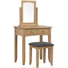Kamiah Wooden Dressing Table With Stool In Oak - UK