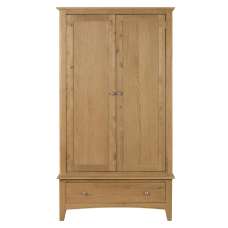 Kamiah Wooden Wardrobe With 2 Doors 1 Drawer In Oak - UK