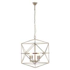 Kamloops Hexagonal Chandelier Ceiling Light In Silver Nickel - UK