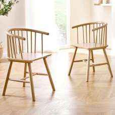 Kanata Light Brown Wooden Dining Chairs - Pair - UK