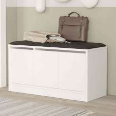 Kanso Wooden Shoe Storage Cabinet with Bench in White - UK