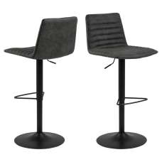 Kaprun Anthracite Fabric Bar Stools With Steel Base In Pair - UK